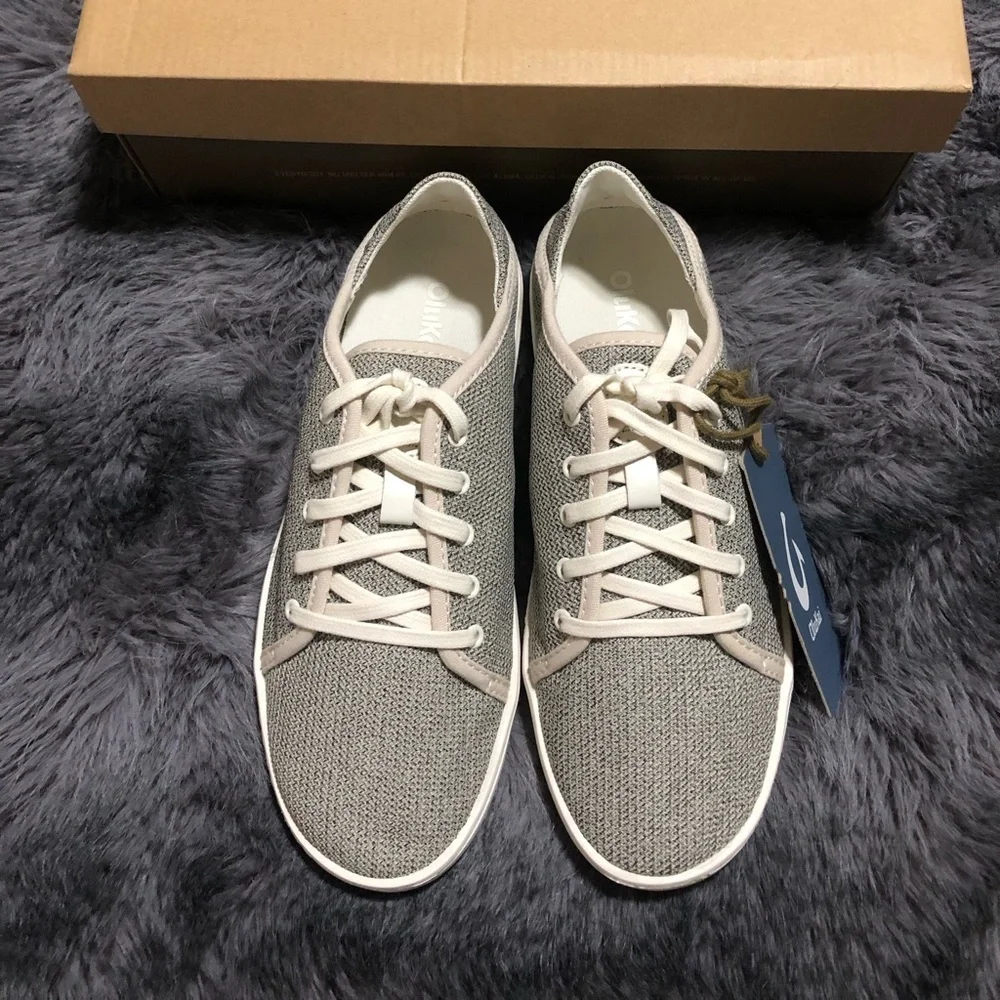 Olukai Womens Pehuea Li Lace up Canvas Sneakers Shoes, Size 7.5, Tapa/White Sand - Picture 2 of 7